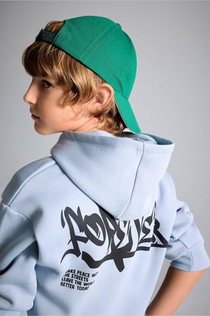DeFacto Oversize Kapüşonlu Önü Baskılı İçi Yumuşak Tüylü Sweatshirt Erkek Çocuk I0112A826WNBE523