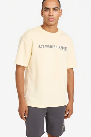 DeFacto NBA Los Angeles Lakers Relax Fıt Bisiklet Yaka Kısa Kollu Tişört F9790AX26SPYL238