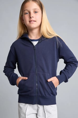 Defacto C8110A8NV241 Lacivert Fermuarlı Kanguru Cepli Kapüşonlu Basic Sweatshirt Hırka Kız Çocuk