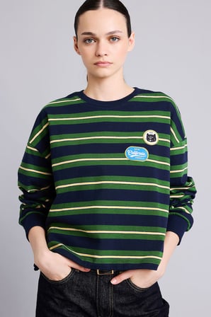 Loose Fıt Bisiklet Yaka Sweatshirt