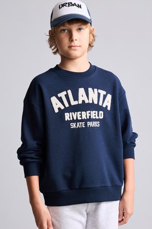 DeFacto Oversize Bisiklet Yaka Nakışlı Sweatshirt Erkek Çocuk H9695A826WNNV146