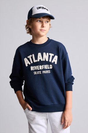 DeFacto Oversize Bisiklet Yaka Nakışlı Sweatshirt Erkek Çocuk H9695A826WNNV146