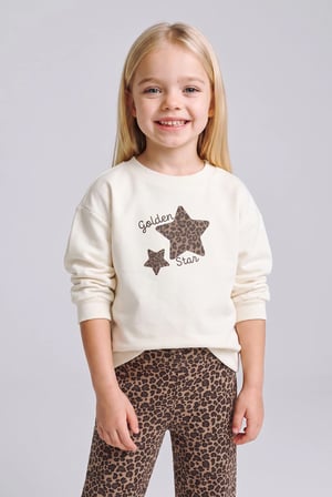 DeFacto Yıldız Baskılı Regular Fit Bisiklet Yaka Sweatshirt Kız Bebek I1723A526AUER105