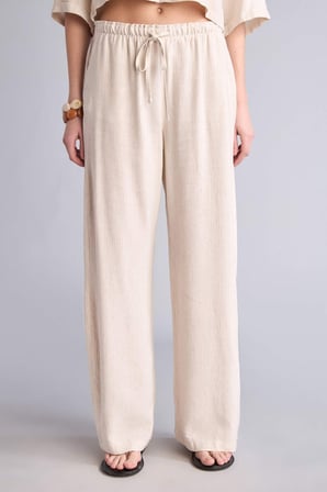 DeFacto Keten Karışımlı Pantolon Wide Leg Basıc Çift Cepli Yüksek Bel Standart Boy C6021AX26SMBG286
