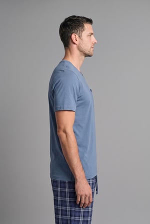 DeFacto New Regular Fıt Kısa Kollu Üst Ekose Alt 2'li Pijama Takımı H7441AX26AUBE485