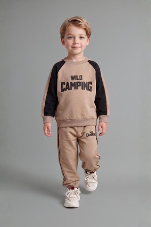 DeFacto %100 Pamuk Baskılı Sweatshirt Üst Elastik Bel Alt 2'li Takım Erkek Bebek I0274A526AUBN615