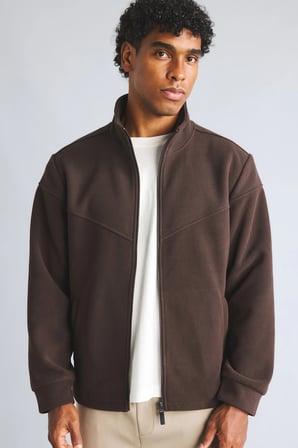 Slim Fit Dik Yaka Fermuarlı Polar Mont