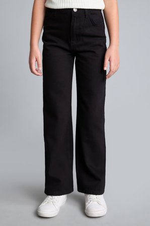 DeFacto %100 Pamuk Wide Leg Düz Paça Cepli Gabardin Pantolon Kız Çocuk H9668A826AUBK27