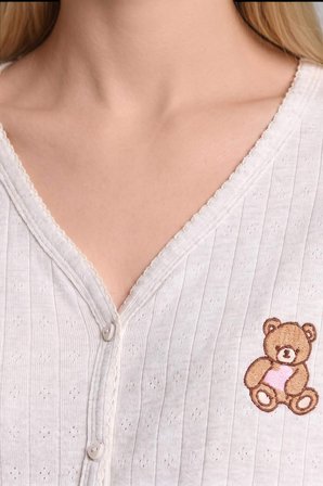 DeFacto Regular Fıt Kısa Kollu Şortlu 2'li Bej Melanj Pijama Takımı H6328AX26AUBG588