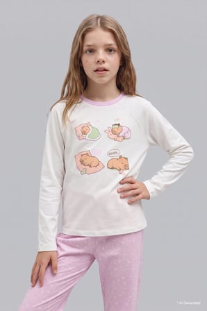 Regular Fıt 2'li Pijama Takımı Kız Çocuk