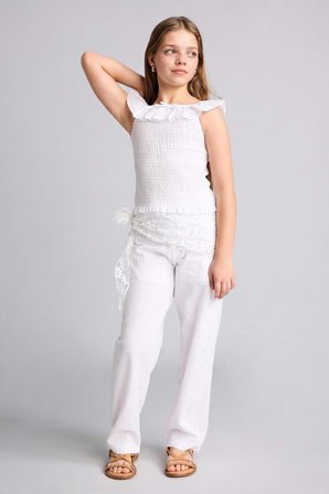DeFacto Barrel Fıt Poplin Beyaz Pantolon Kız Çocuk I0430A826HSWT34