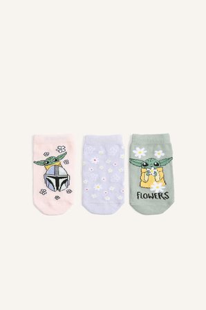 DeFacto Star Wars Lisanslı-Mandalorıan 3'lü Pamuklu Patik Çorap Kız Çocuk G1458A8NSKR1