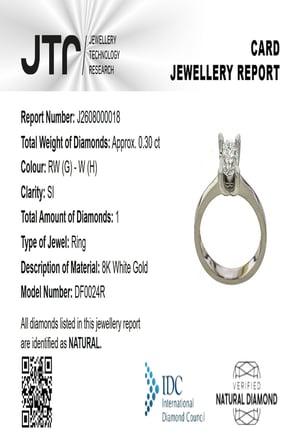 0,30 Karat Beyaz Altın Pırlanta Yüzük