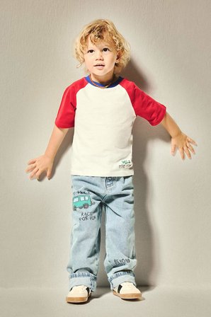 DeFacto %100 Pamuk Baggy Fıt Esnek Baskılı Jean Pantolon Erkek Bebek I0138A526AUNM39