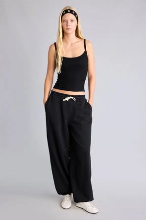 Loose Fit Beli Bağcıklı Kalın Kumaş Eşofman Altı