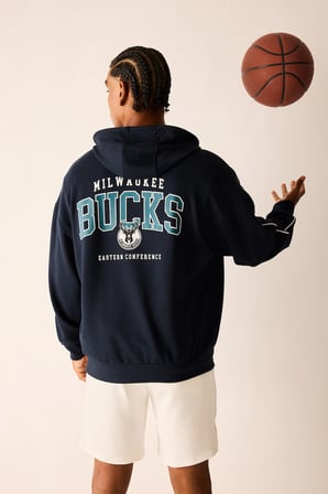 DeFacto NBA Mılwaukee Bucks Oversıze Kapüşonlu Cepli Fermuarlı Sweatshirt Hırka H7762AX26AUNV253