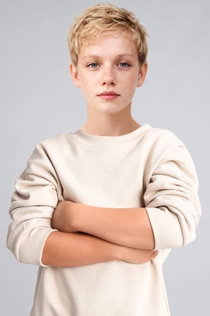 Oversıze Bisiklet Yaka Sweatshirt Erkek Çocuk