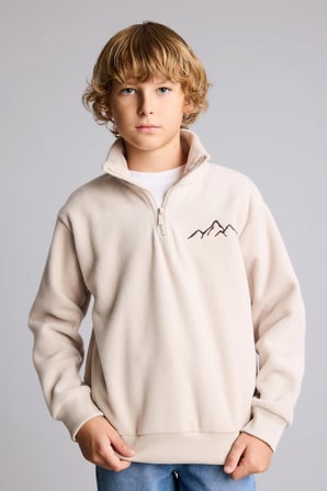 Oversıze İçi Yumuşak Tüylü Polar Sweatshirt Erkek Çocuk