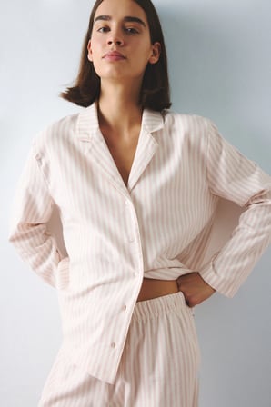 Regular Fit Uzun Kollu Çizgili 2'li Flanel Pijama Takım