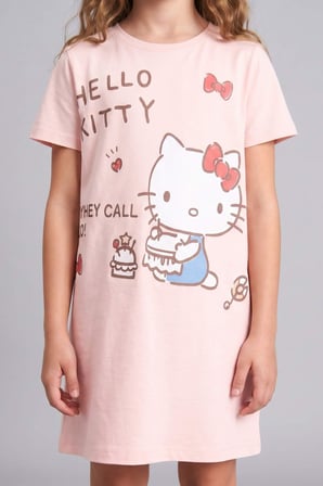 DeFacto Hello Kitty Lisanslı Kısa Kollu Açık Pembe Gecelik Kız Çocuk H5516A826SMPN622