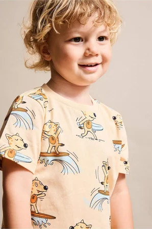 DeFacto %100 Pamuk Hayvan Baskılı 2'li Somon Pijama Takımı Erkek Bebek H8212A526HSOG322