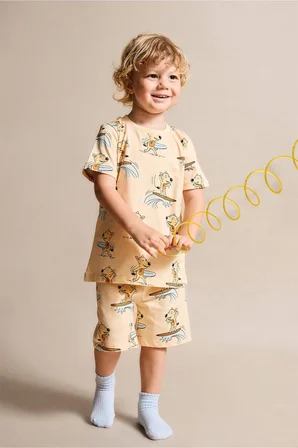 DeFacto %100 Pamuk Hayvan Baskılı 2'li Somon Pijama Takımı Erkek Bebek H8212A526HSOG322