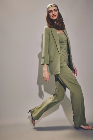 Defacto C3215AXKH462 Haki Oversıze Basic Blazer Haki Ceket