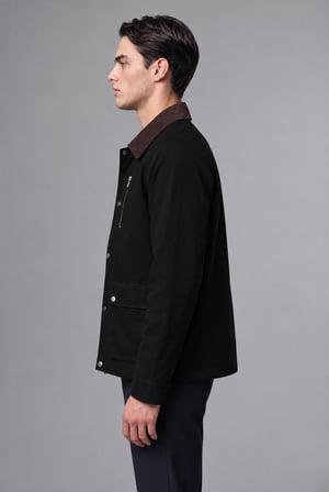 Regular Fit Polo Yaka Cepli Kadife Yaka Fermuarlı Astarlı Mont