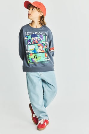 Brawl Stars Bisiklet Yaka İçi Yumuşak Tüylü Kalın Sweatshirt Erkek Çocuk