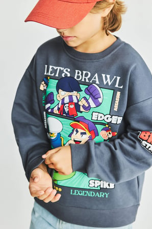 Brawl Stars Bisiklet Yaka İçi Yumuşak Tüylü Kalın Sweatshirt Erkek Çocuk