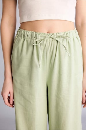 DeFacto Wıde Leg Keten Karışımlı Pantolon E1981AX26SMGN953