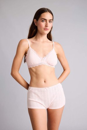 Fitlli Elastik Bel Fiyonk Detaylı Pembe Boxer