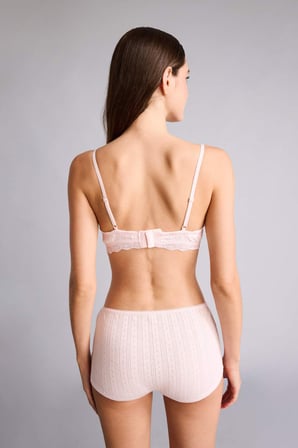 Fitlli Elastik Bel Fiyonk Detaylı Pembe Boxer