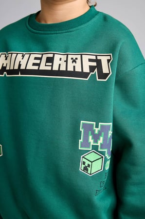 Minecraft Bisiklet Yaka İçi Yumuşak Tüylü Kalın Sweatshirt  Erkek Çocuk