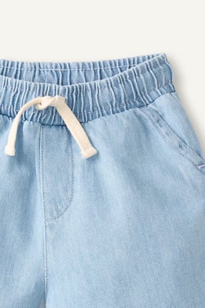 DeFacto Elastik Bağlamalı Bel Jean Açık Mavi Şort Erkek Bebek H8191A526HSNM39