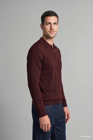 Standart Fit Yarım Fermuarlı Polo Yaka Triko Basic Kazak