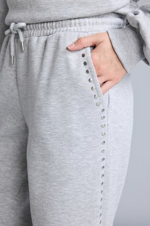 Straıght Fıt İşlemeli Beli Lastikli Geniş Paça Eşofman Altı