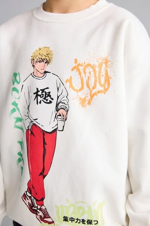 Overshırt Fıt Bisiklet Yaka İçi Yumuşak Tüylü Kalın Sweatshirt Erkek Çocuk