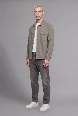 %100 Pamuk Tek Cepli Gizli Patlı Boxy Fit Basic Gömlek Ceket