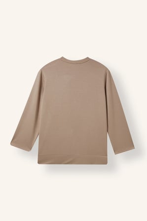 Regular Fit Bisiklet Yaka Önü Dikiş Detaylı Uzun Kollu Tunik Basic Sweatshirt