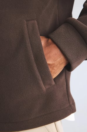 Slim Fit Dik Yaka Fermuarlı Polar Mont
