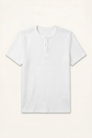 Slım Fıt Waffle Kısa Kollu Henley Yaka Tişört