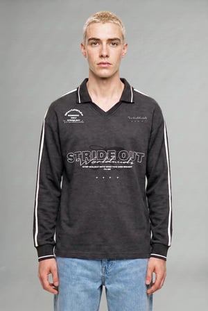 Defacto H4884AXAR216 Antrasit Boxy Fıt Polo Yaka Baskılı Sweatshirt
