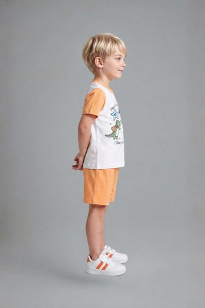 DeFacto %100 Pamuk Dinazor Desenli 2'li Ecru Pijama Takımı Erkek Bebek H8218A526HSER105