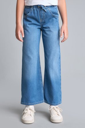 DeFacto Beli Lastikli Wide Leg Jean Pantolon Kız Çocuk H6242A826AUNM39