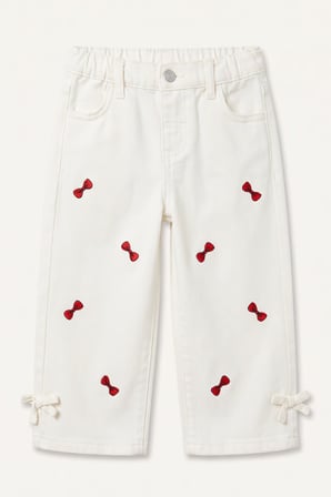 DeFacto %100 Pamuk Fiyonk Nakışlı Regular Fit Gabardin Pantolon Kız Bebek I4915A526AUER233