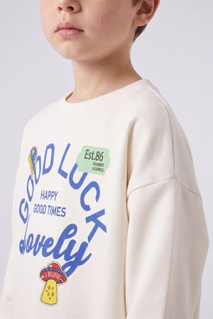 Oversize Bisiklet Yaka Baskılı Sweatshirt Erkek Bebek