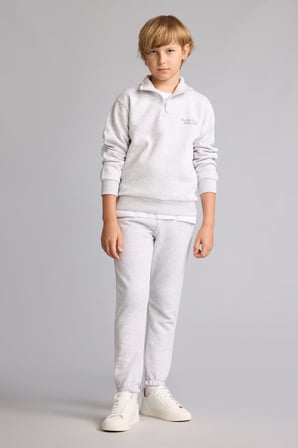 Regular Fit Yarım Fermuarlı Dik Yaka İçi Yumuşak Tüylü Yazı İşlemeli Sweatshirt Erkek Çocuk