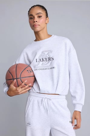 NBA Los Angeles Lakers Balloon Fit Bisiklet Yaka Skuba Dalgıç Kumaş Baskılı Sweatshirt