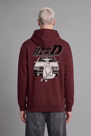 Inıtıal D Boxy Fıt Baskılı Kalın Sweatshirt Kumaşı Sweatshirt